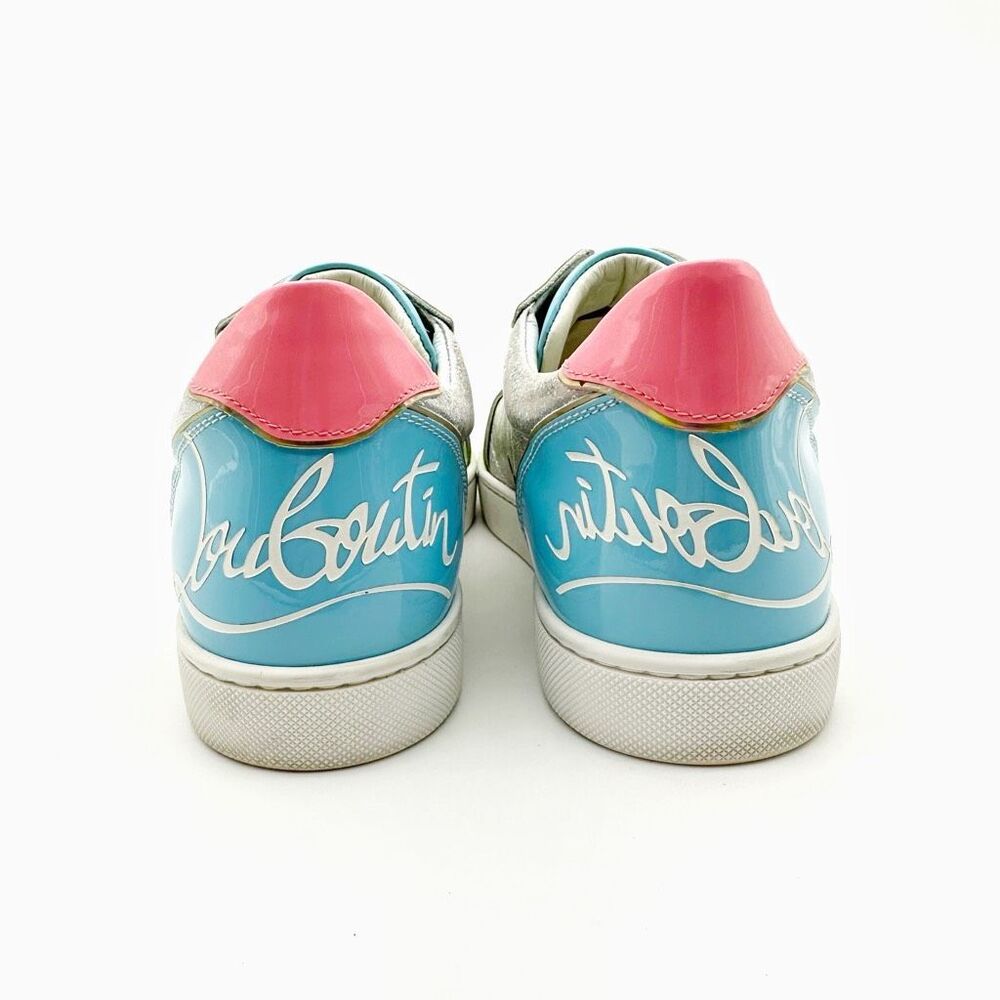 CHRISTIAN LOUBOUTIN Fun Viera Pink Glitter Low Top Sneakers Size 40 Lace Up - Picture 11 of 14